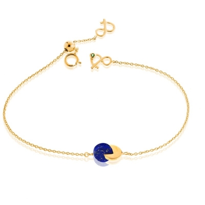 Bracelet eclipse lapis lazuli or jaune recyclé