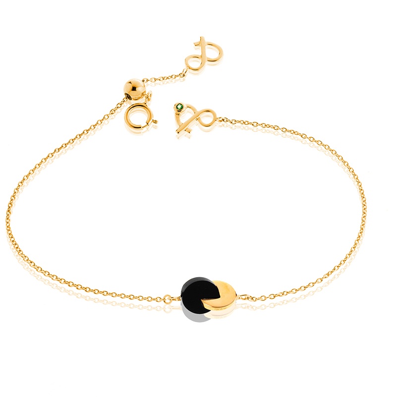 Yellow gold onyx eclipse bracelet