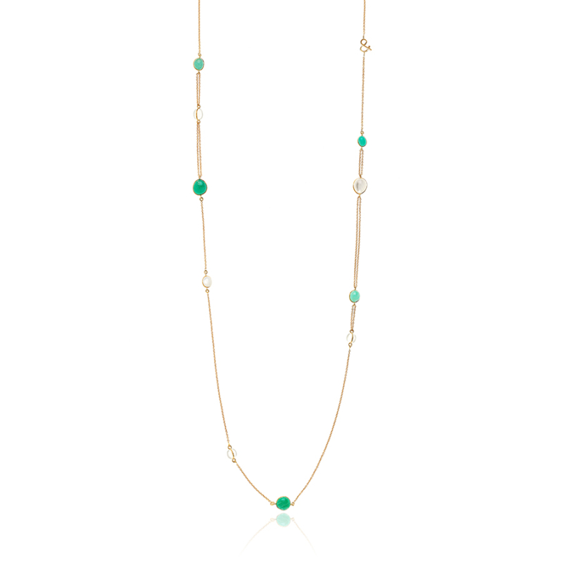 Necklace Recycled Gold Natural Stones Amazonite White Moonstone