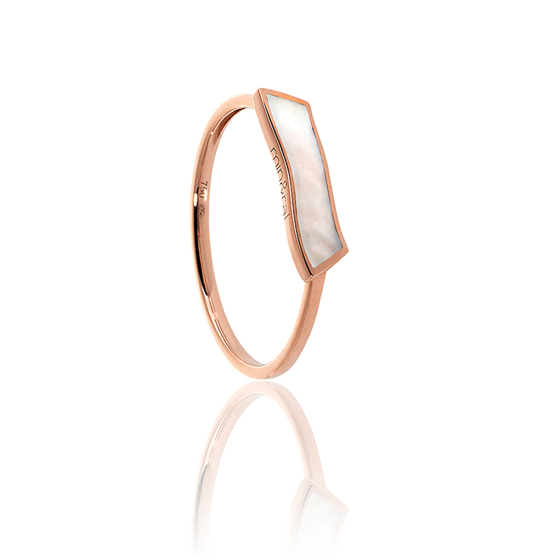 Pink Gold White Mother-of-Pearl Wave Ring