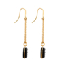 Boucles d'oreilles Pierre Noire Druzy Onyx Or 18 carats recyclé pierres naturelles