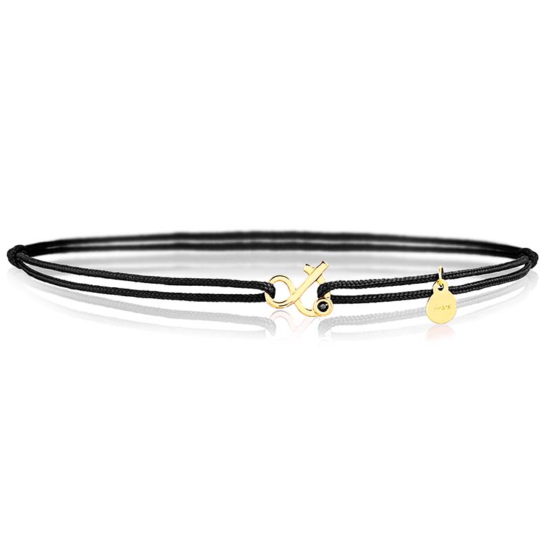 Black diamond ampersand cord bracelet