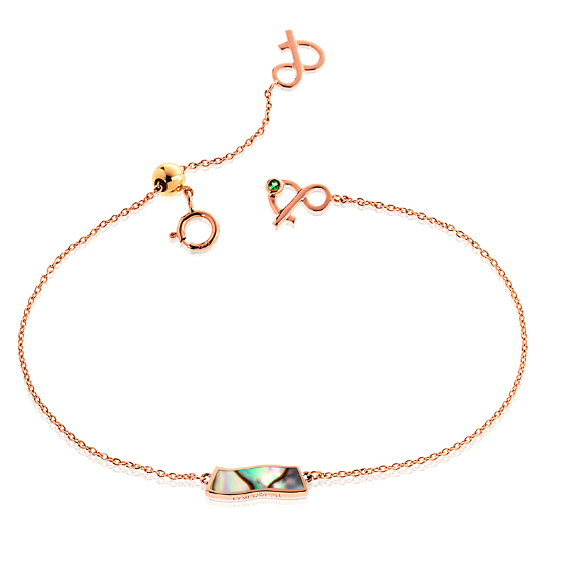 Rose Gold Mother-of-Pearl Abalone Wave Bracelet