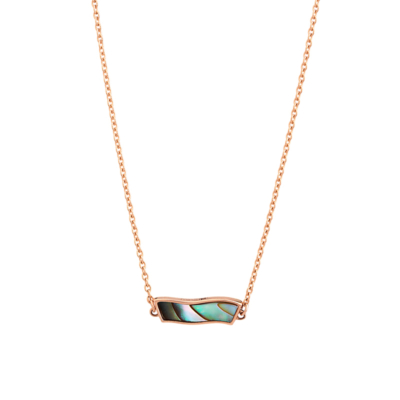 Wave Necklace Rose Gold Recycled Mother-of-Pearl Abalone