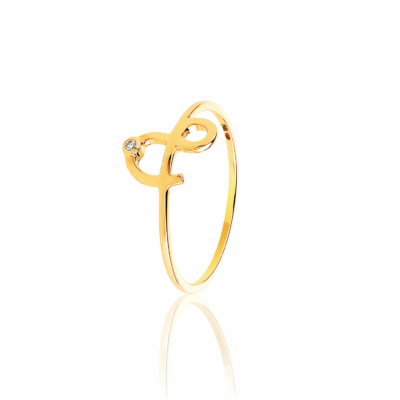 Ring ampersand diamond natural stone 18 carat yellow gold recycled mineral jewelry