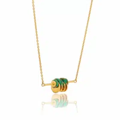 Collier Disques Bois de Frene Vert Or jaune 18 carats recyclé