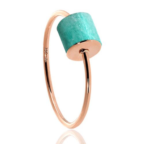 Bague Céleste amazonite pierre naturelle or rose 18 carats recyclé mineral joaillerie éthique femme