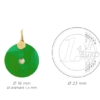 Médaille pendentif pi jade verte diamant pierres naturelles or jaune 18 carats recyclé mineral joaillerie femme luxe
