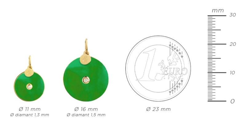 Médaille pendentif pi jade verte diamant pierres naturelles or jaune 18 carats recyclé mineral joaillerie femme luxe