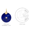 Médaille pendentif pi lapis lazuli diamant pierres naturelles or jaune 18 carats recyclé mineral joaillerie femme luxe