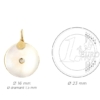 Médaille pendentif pi nacre blanche diamant pierres naturelles or jaune 18 carats recyclé mineral joaillerie femme luxe