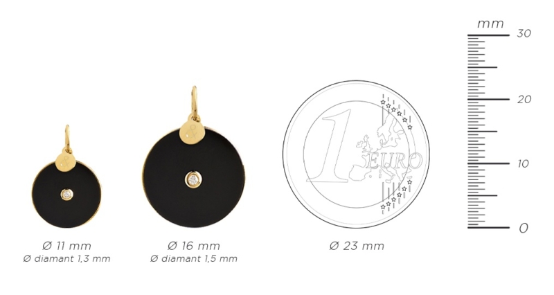 Medal pendant pi onyx diamond natural stones 18 carat yellow gold recycled mineral jewelery woman luxury