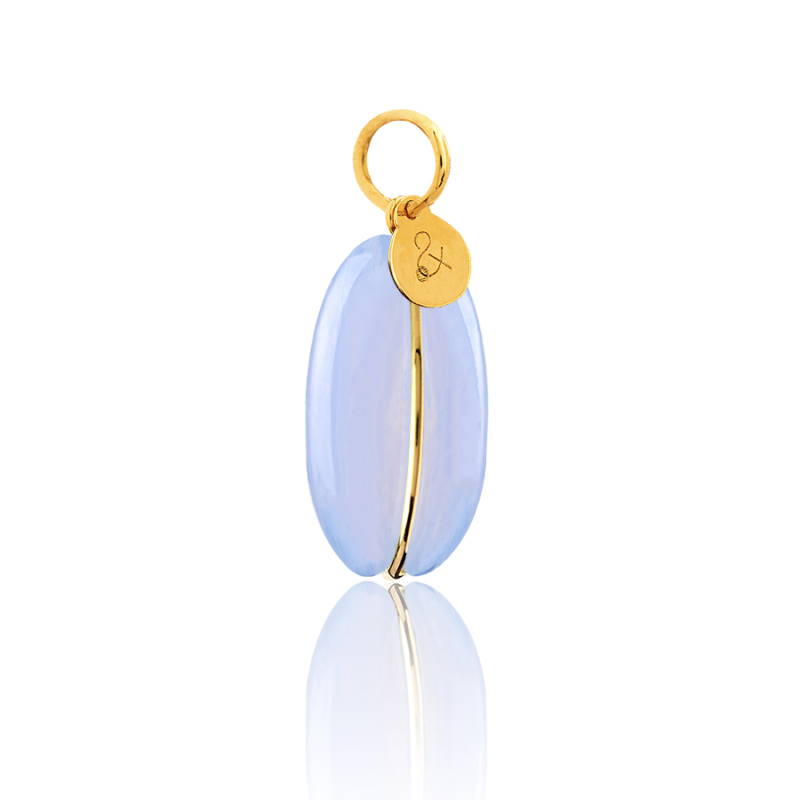 Natural stone gold chalcedony pendant medal