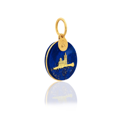 Medal pendant lapis lazuli our lady of the guard