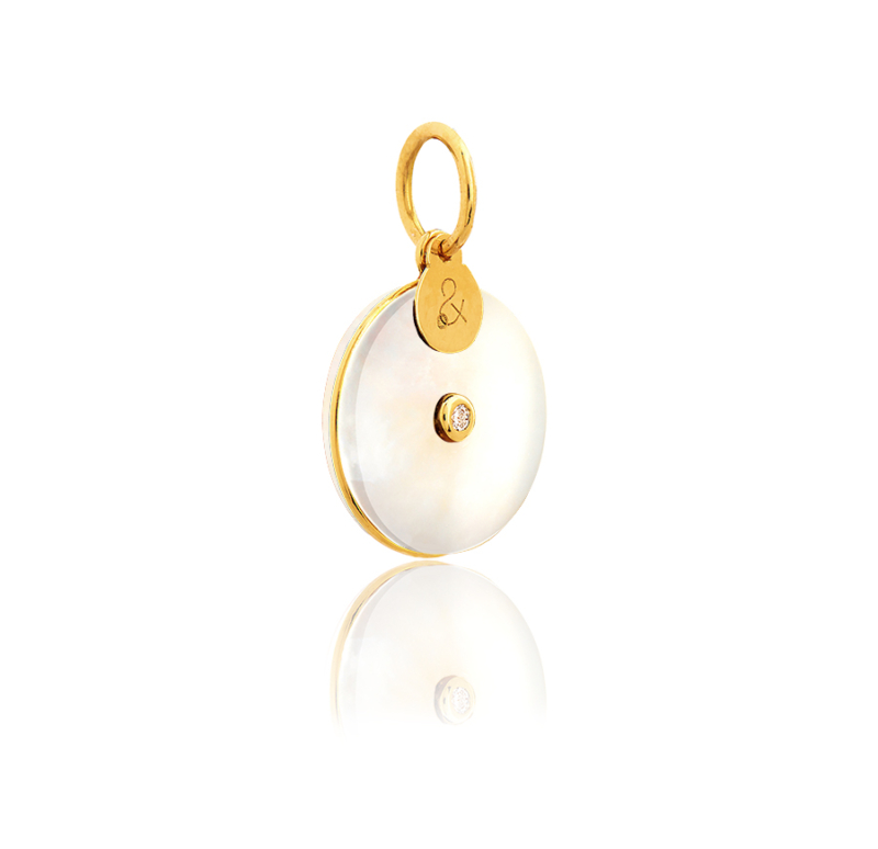 White mother-of-pearl diamond pendant medal