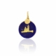 Medal pendant bar medals the precious our lady of the guard lapis lazuli natural stone 18 carat yellow gold recycled mineral ethical jewelry woman
