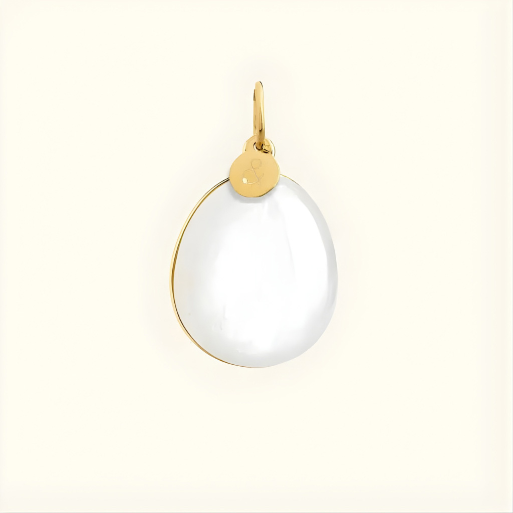 Médaille Galet Pierre de Lune Blanche