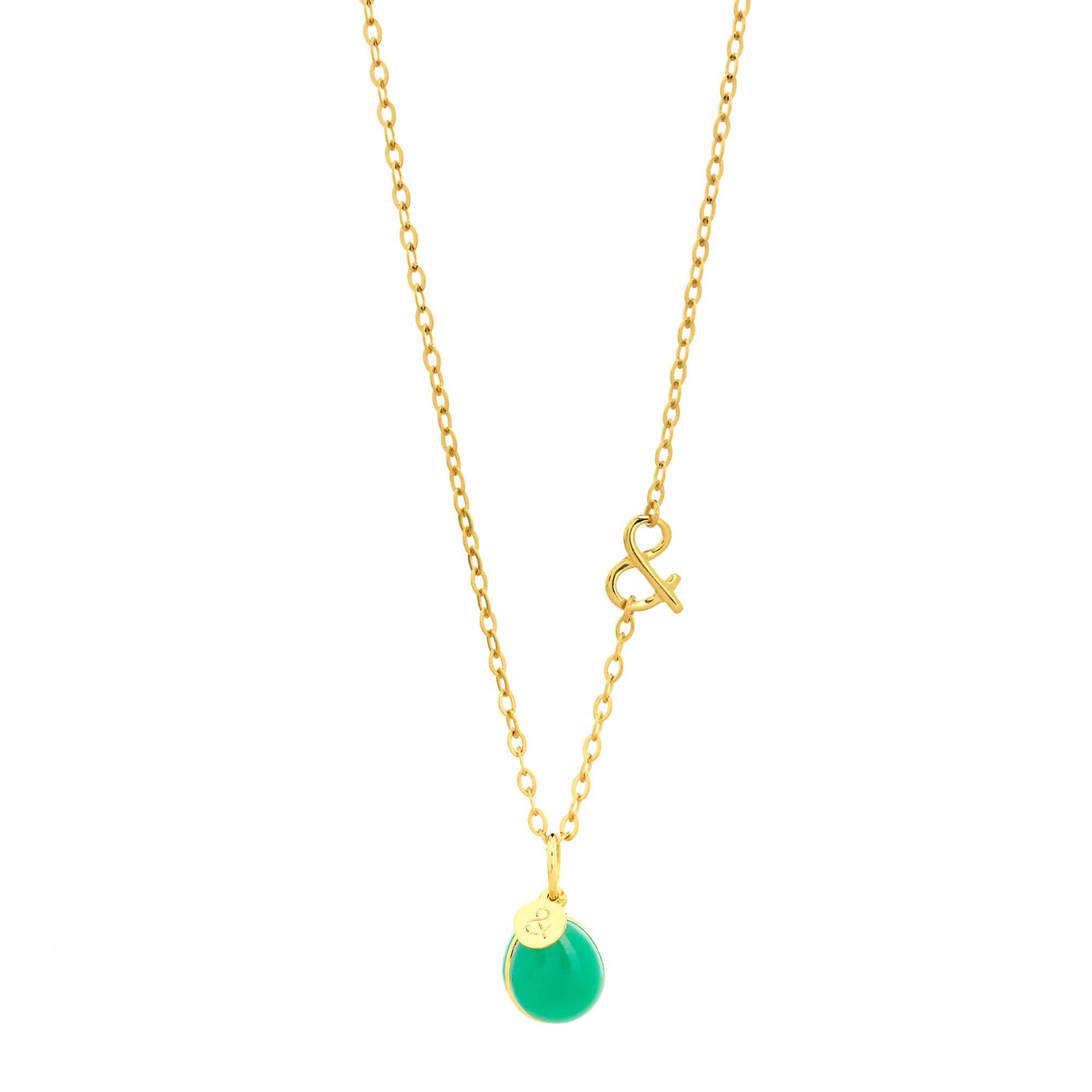 Chaîne & Médaille pierre verte Chrysoprase femme