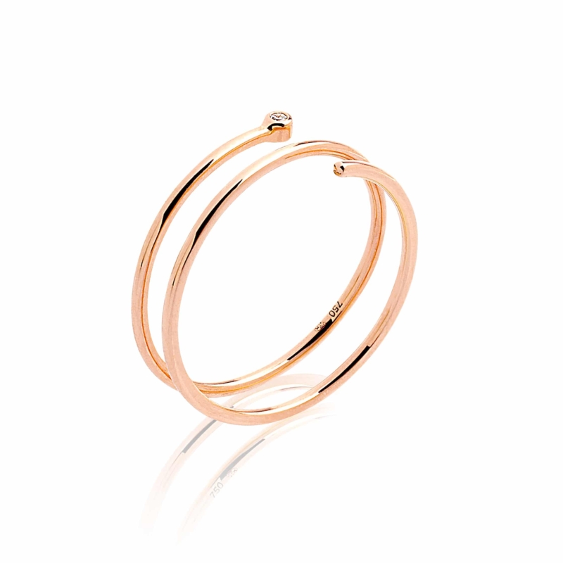 Ring ampersand diamond natural stone 18 carat pink gold recycled mineral jewelry ethical woman