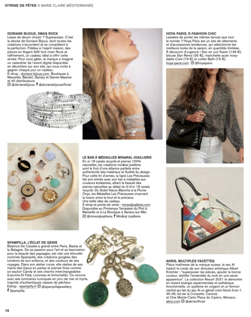Couverture Marie Claire PACA mineral joaillerie