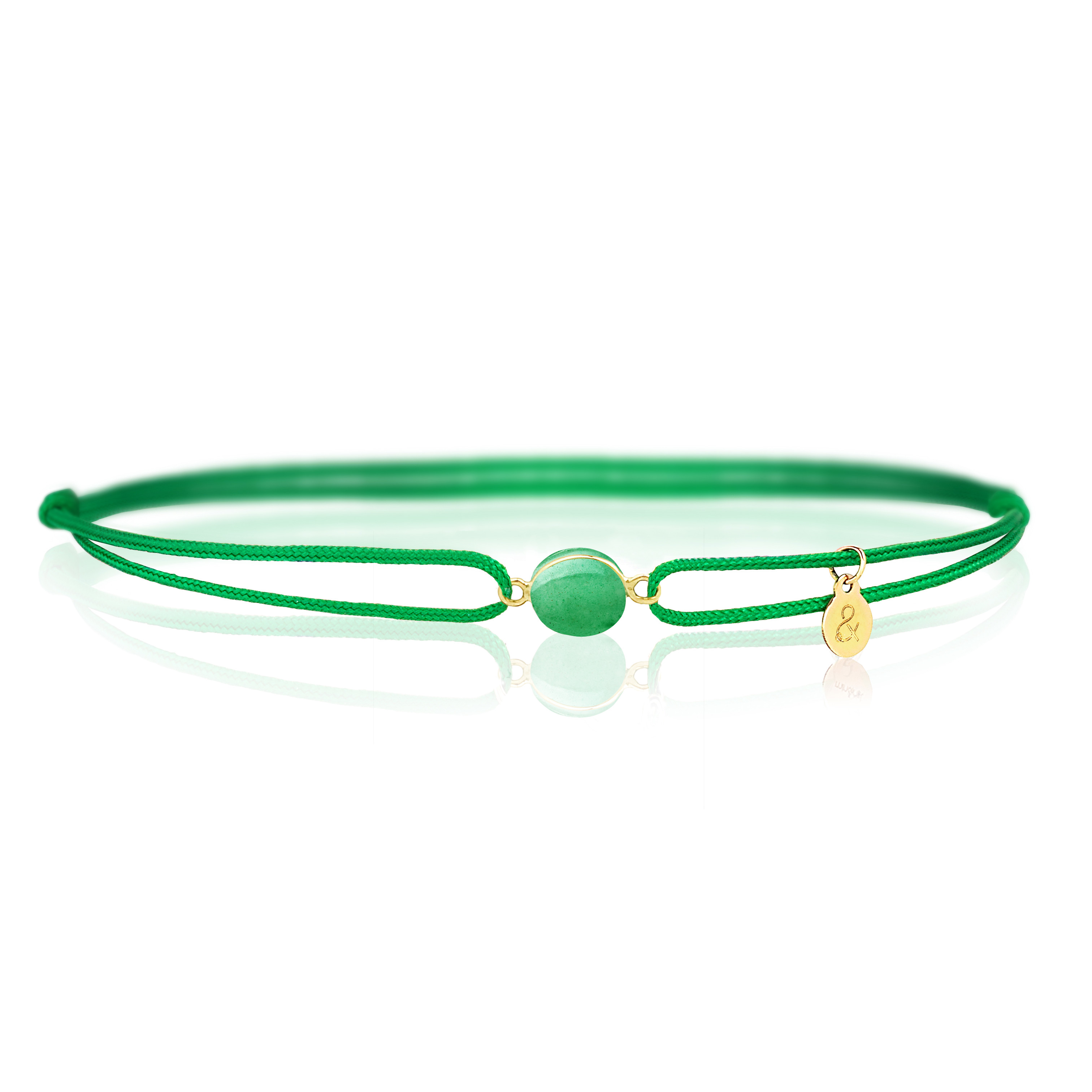 Bracelet femme pierre verte Chrysoprase cordon