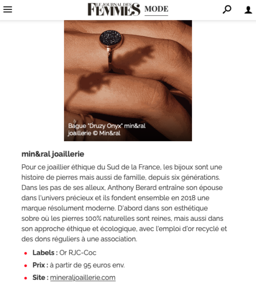 Journal des femmes mineral joaillerie