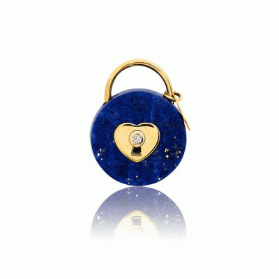 Médaille pendentif les précieuses Cadenas lapis lazuli or jaune 18 carats recyclé pierre naturelle mineral joaillerie