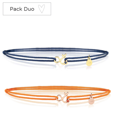 blue and orange sapphire gold cord bracelet woman man