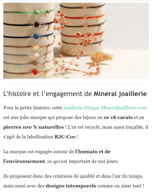 L'histoire et l'engagement de mineral joaillerie