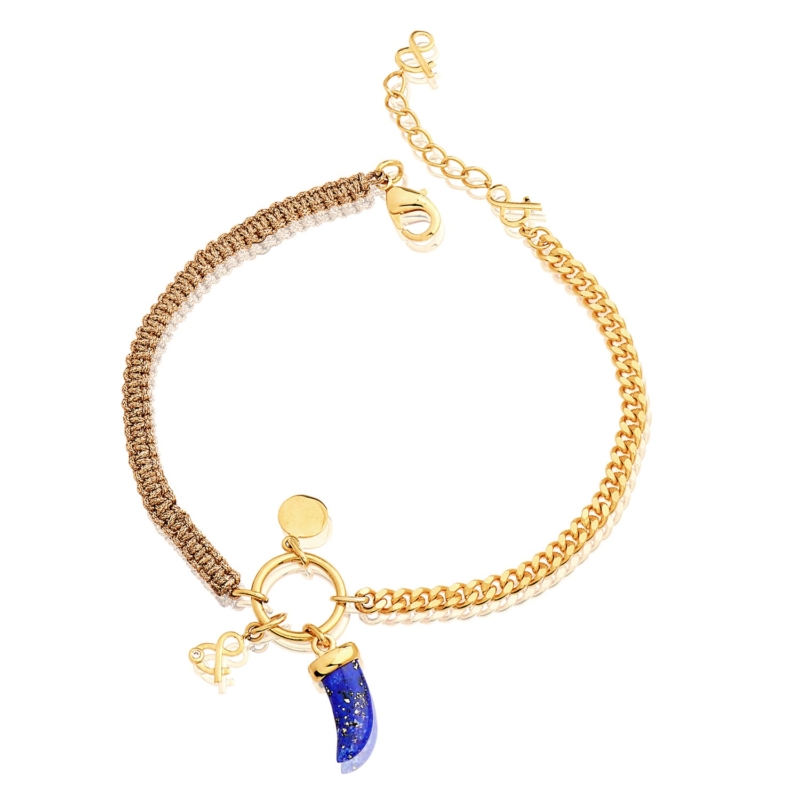 Ankle chain calypso lapis lazuli natural stone gold plated mineral woman jewelry