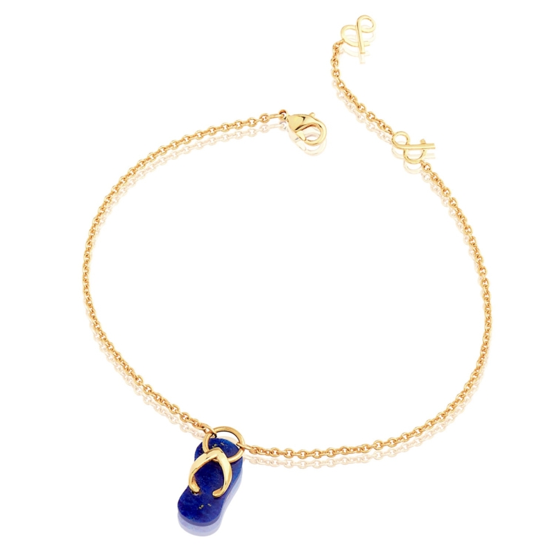 Gaïa anklet lapis lazuli natural stone gold plated mineral women's jewelry