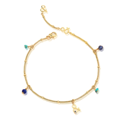 Naïade anklet chain lapis lazuli turquoise natural stones gold plated mineral women's jewelry