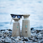 chaînes de lunettes amazonite et oeil de tigre