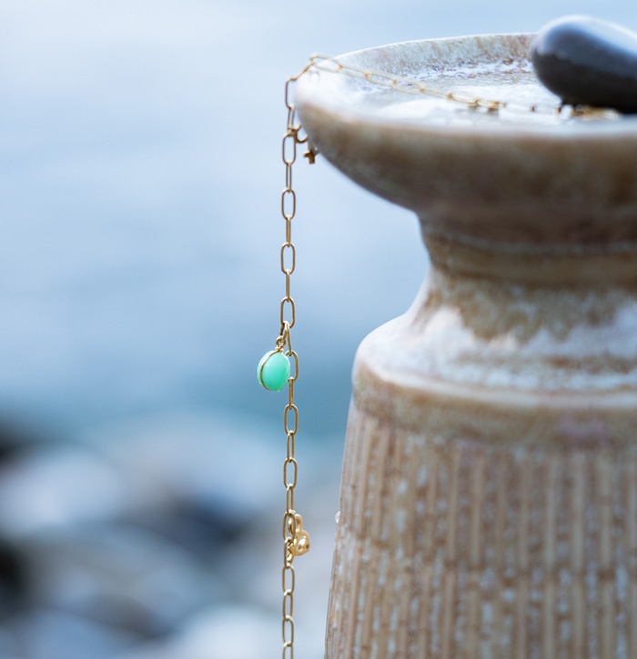 gold plated and amazonite anklet