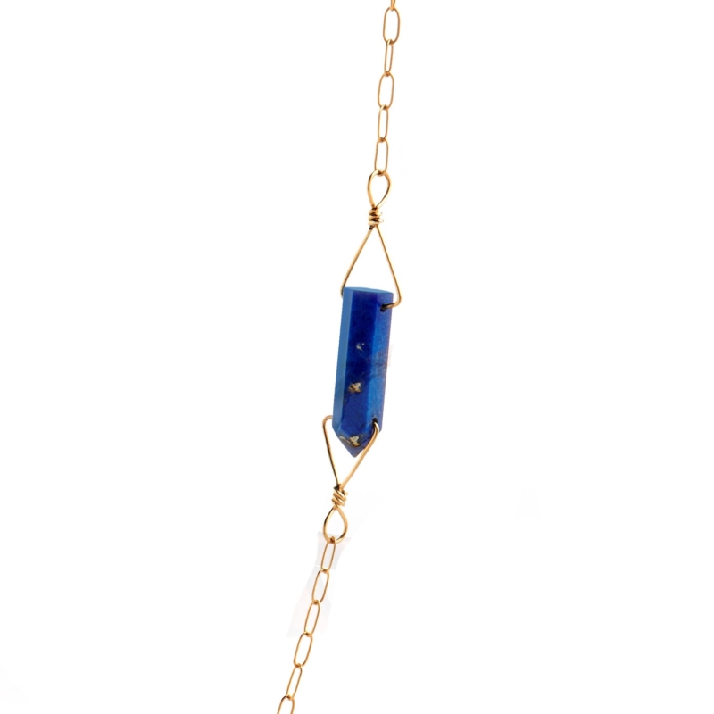 Chaîne de lunettes lapis lazuli plaqué or pierre naturelle mineral joaillerie femme