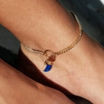 Chaîne de cheville lapis lazuli pierre naturelle bleue femme mineral joaillerie