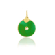 Medal pendant pi green jade natural stone 18 carat yellow gold recycled mineral women's jewelry