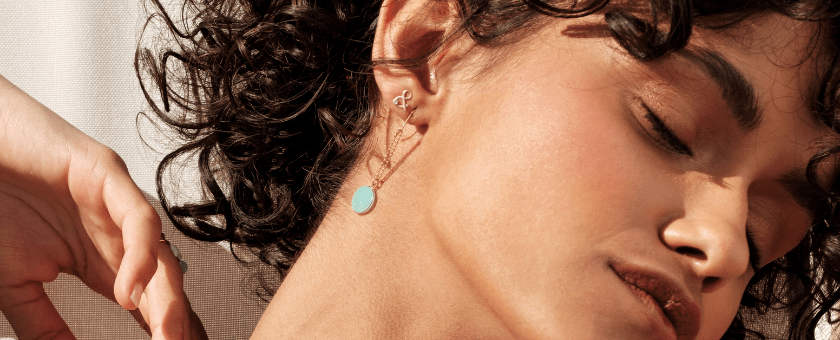 Boucles d'oreilles Druzy calcédoine pierre naturelle bleue