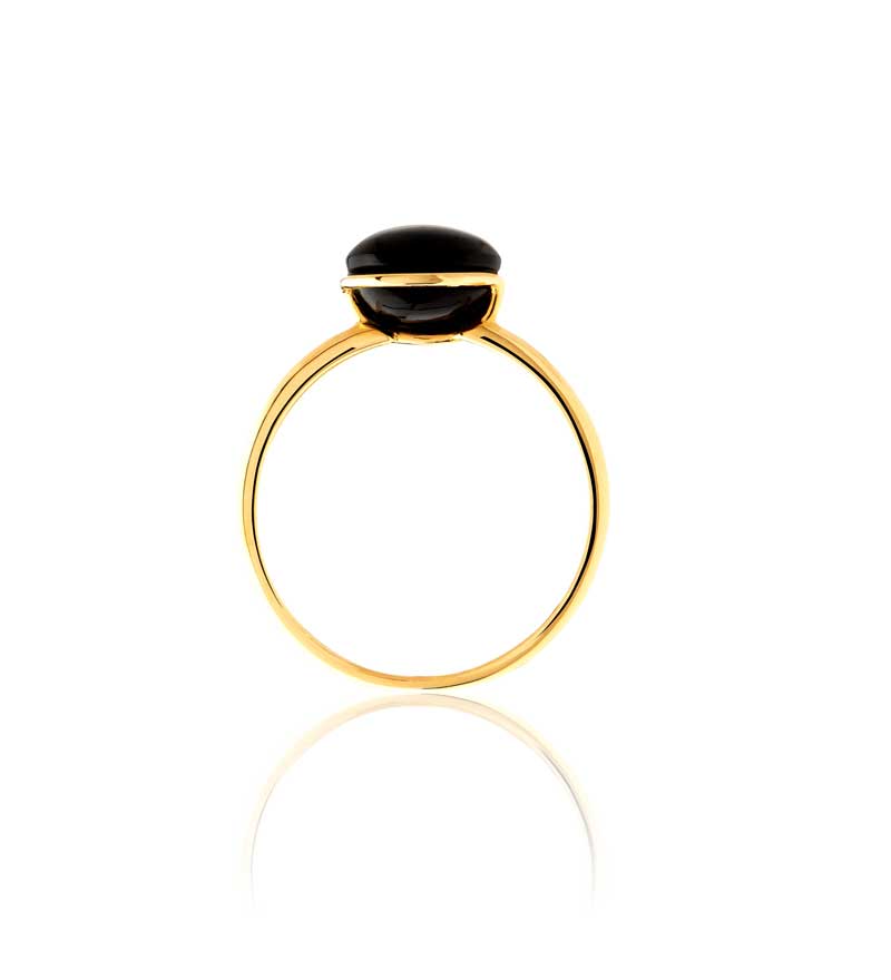 Ring Bestouan onyx natural stone 18 carat yellow gold recycled mineral woman jewelry