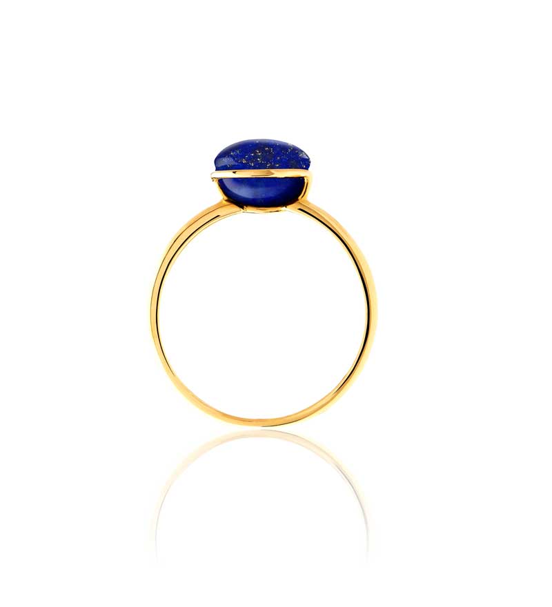 Ring Bestouan lapis lazuli natural stone 18 carat yellow gold recycled mineral woman jewelry
