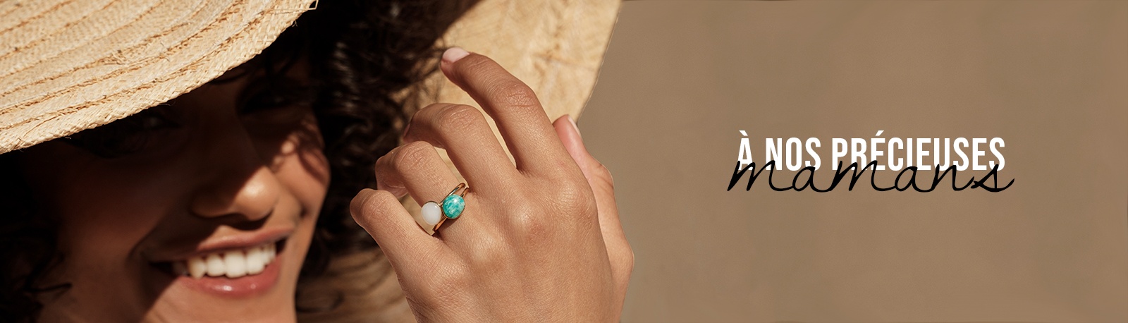 Rings Bestouan amazonite white moonstone natural stones 18 carat yellow gold recycled mineral woman jewelry