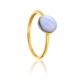 Bestouan ring blue chalcedony natural stone 18 carat yellow gold recycled mineral woman jewelry