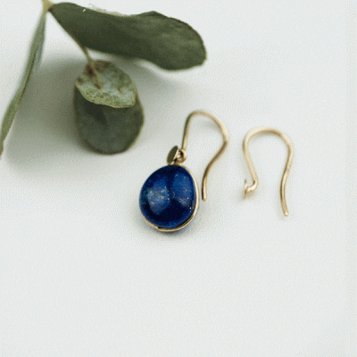 boucles d'oreilles bestouan pierres naturelles interchangeables lapis lazuli mineral joaillerie éthique femme or jaune 18 carats recyclé