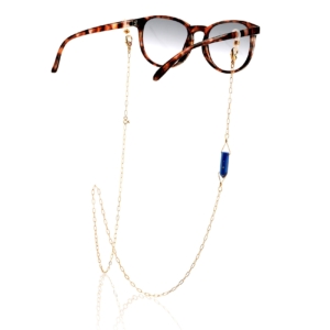 Chaîne de lunettes lapis lazuli pierre naturelle plaqué or mineral joaillerie lunettes de soleil femme