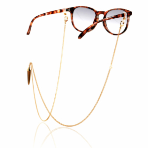 Chaîne de lunettes oeil de tigre pierre naturelle plaqué or mineral joaillerie lunettes de soleil femme