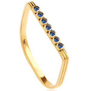 blue sapphire gemstone retro barrette ring