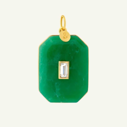 Médaille Gaia chrysoprase diamant Médaille Gaia chrysoprase diamant