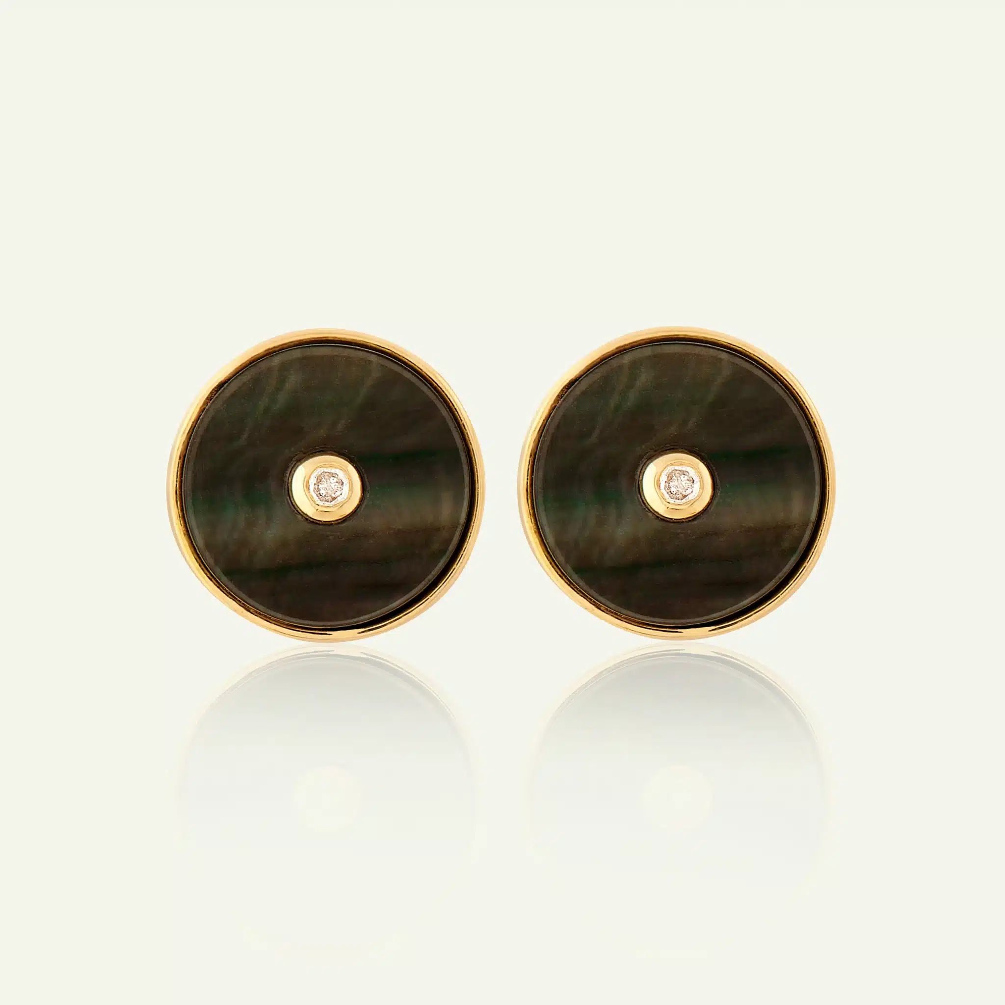 Boucles d’oreilles PI Nacre Grise