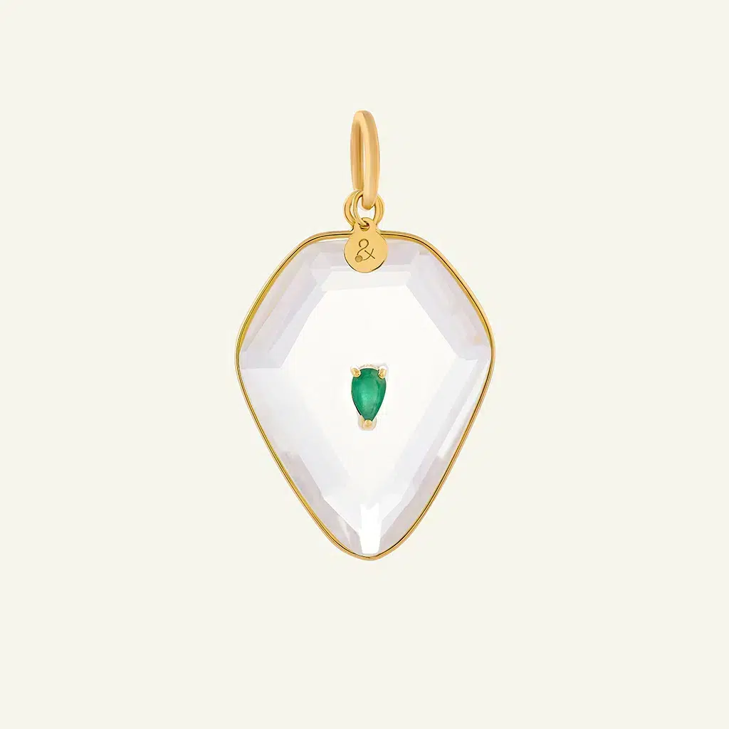 Médaille Calypso Cristal de roche – Emeraude Médaille Calypso Cristal de roche – Emeraude